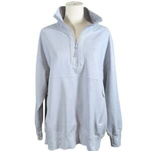 Old Navy Active Gray Dynamic Fleece Quarter Zip Pullover Thumb Holes Medium